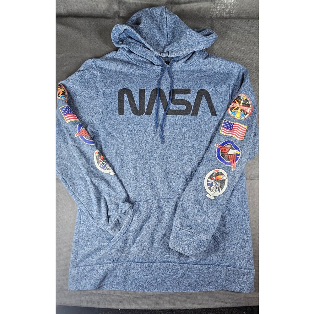 Aldrin Family Foundation NASA Hoodie Blue Heathered Sleeve graphics  XL 31410